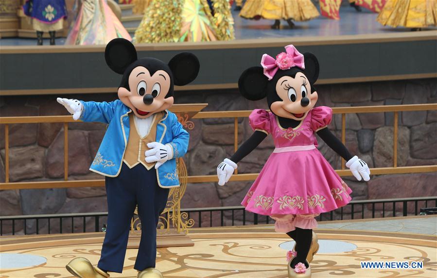 Mickey and Minnie are seen during a opening ceremony held in Shanghai Disney Resort in Shanghai, east China, June 16, 2016. 