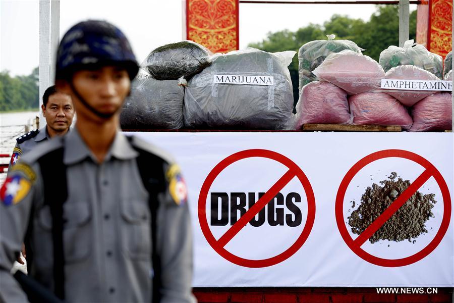 MYANMAR-YANGON-DRUG-DESTRUCTION