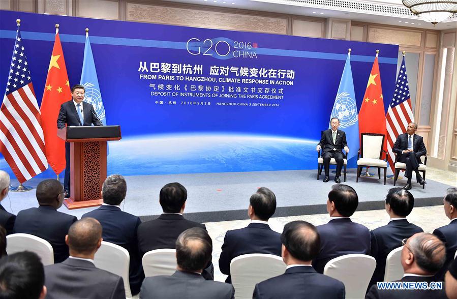 (G20 SUMMIT)CHINA-HANGZHOU-XI JINPING-US-OBAMA-UN-BAN KI-MOON-PARIS AGREEMENT (CN)