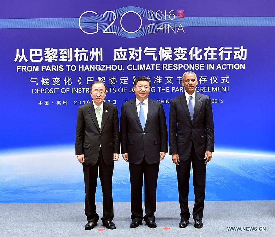 (G20 SUMMIT)CHINA-HANGZHOU-XI JINPING-US-OBAMA-UN-BAN KI-MOON-PARIS AGREEMENT (CN)
