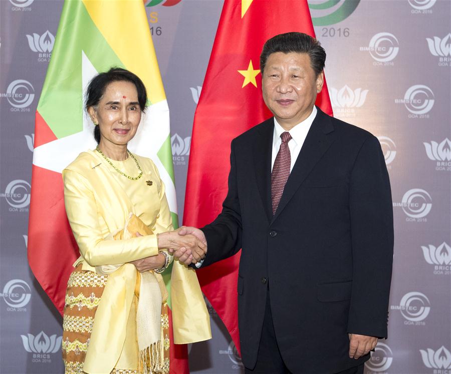 INDIA-GOA-CHINA-MYANMAR-XI JINPING-AUNG SAN SUU KYI-MEET