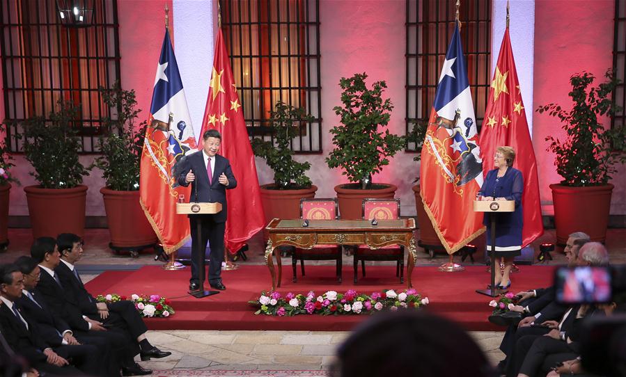 CHILE-SANTIAGO-CHINESE PRESIDENT-PRESS CONFERENCE 
