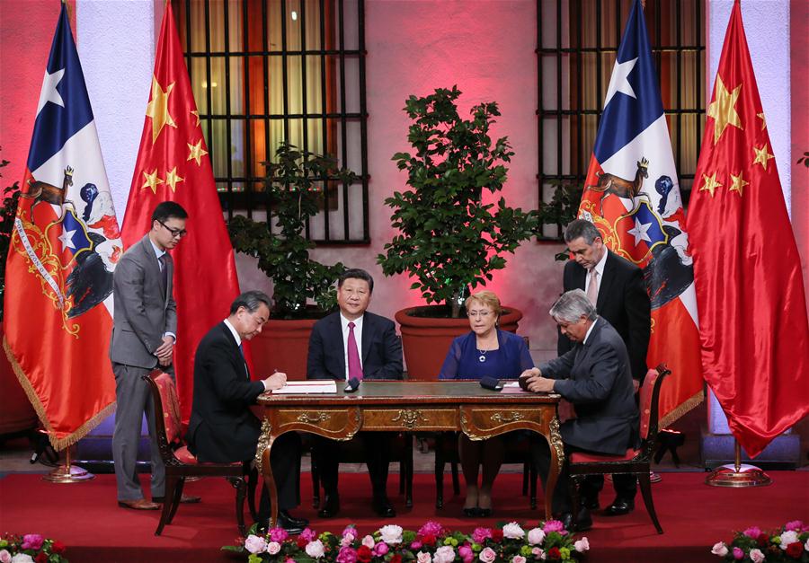 CHILE-SANTIAGO-CHINESE PRESIDENT-SIGNING CEREMONY