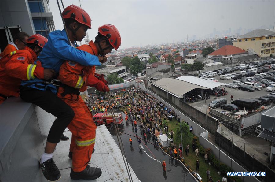 INDONESIA-JAKARTA-NATIONAL DISASTER PREPAREDNESS DAY-DRILL