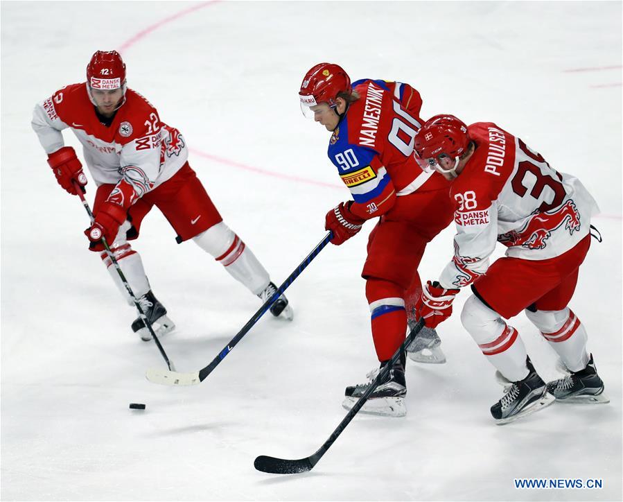 (SP)GERMANY-COLOGNE-ICE HOCKEY-IIHF-WORLD CHAMPIONSHIP-PRELIMINARY ROUND-RUSSIA VS DENMARK
