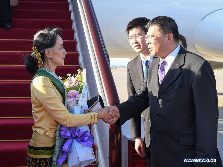 (BRF)CHINA-BELT AND ROAD FORUM-MYANMAR STATE COUNSELOR-ARRIVAL (CN)