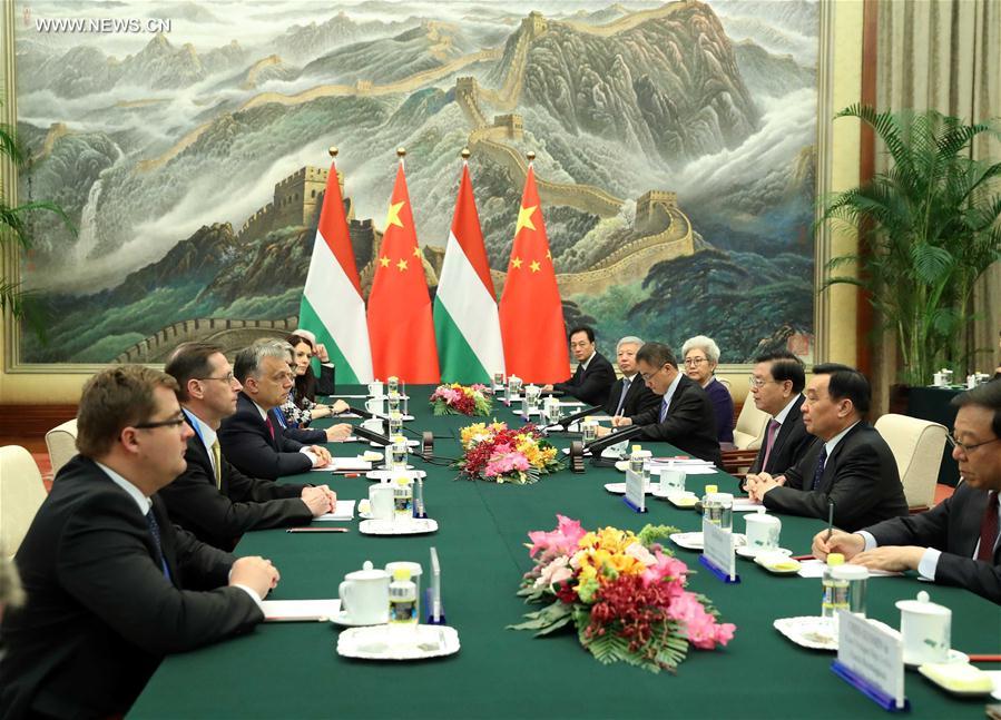 (BRF)CHINA-BELT AND ROAD FORUM-ZHANG DEJIANG-HUNGARY-MEETING (CN)