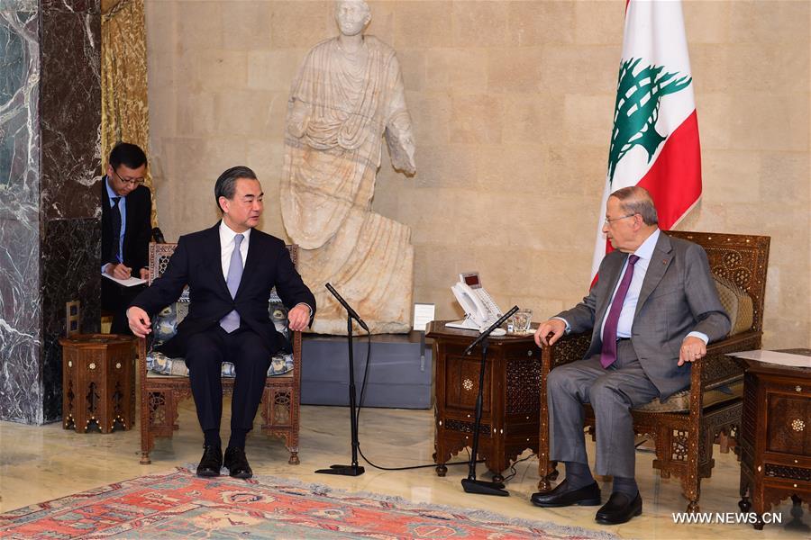 LEBANON-BEIRUT-PRESIDENT-CHINA-FM-MEETING