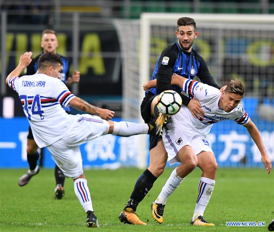 feats Sampdoria 3-2 in Serie A soccer match -