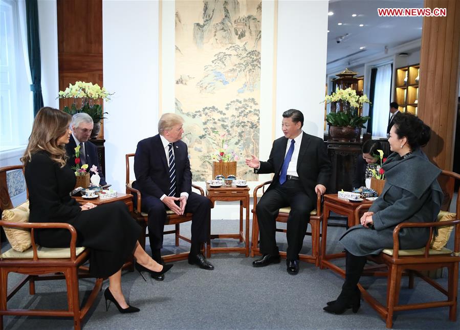 Xi, Trump have afternoon tea at Palace Museum
