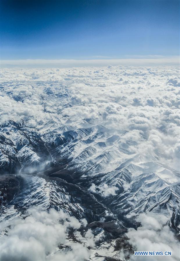 CHINA-QINGHAI-BAYAN HAR MOUNTAINS-SNOW-AERIAL VIEW (CN)