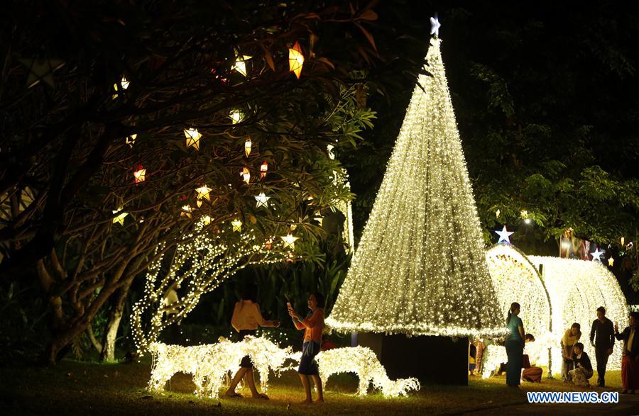 MYANMAR-YANGON-CHRISTMAS LIGHT DECORATIONS