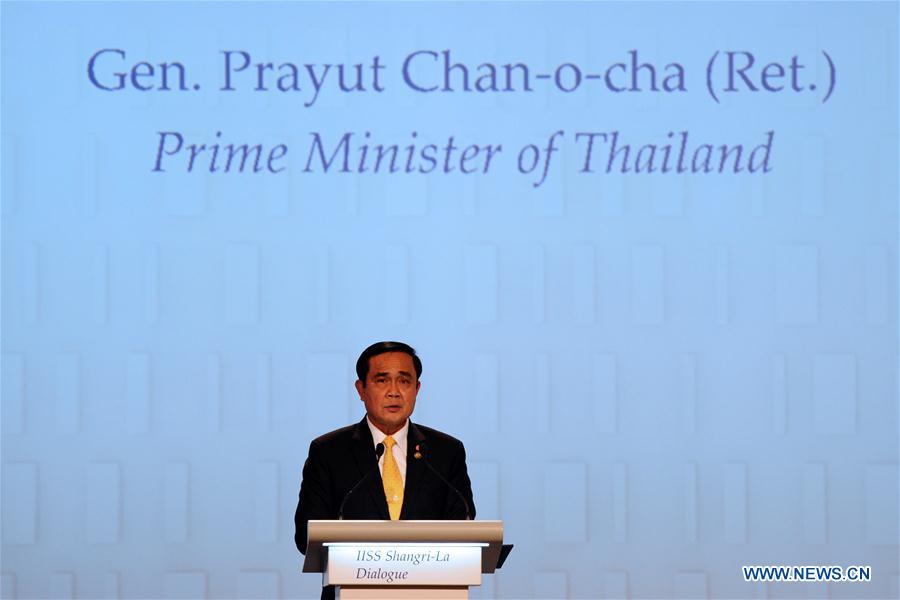 Thai Prime Minister Prayut Chan-o-cha addresses the 15th Shangri-La Dialog in Singapore June 3, 2016.