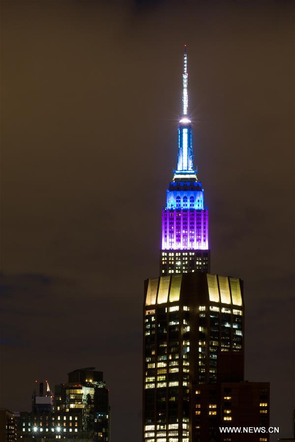 U.S.-NEW YORK-EMPIRE STATE BUILDING-WORLD OCEANS DAY