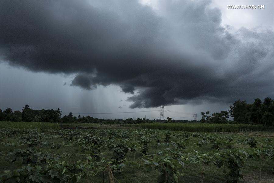 Monsoon clouds hover in the sky on the outskirts of Kolkata, capital of eastern Indian state West Bengal, June 17, 2016. 