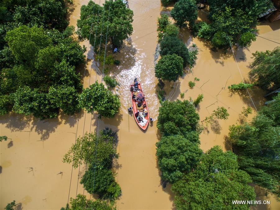 Heavy rain hit Huzhou from June 19 and over 2,000 people were evacuated. 