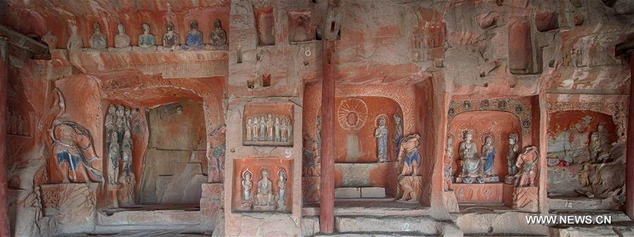 The Bazhong Grottoes feature carving and painting of the figures in Tang Dynasty. 