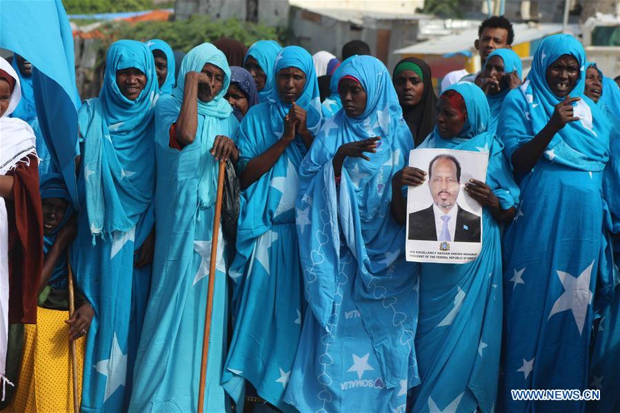 Somali women take part in the 56th independent day celebrations in Mogadishu, Somalia, on July 1, 2016.