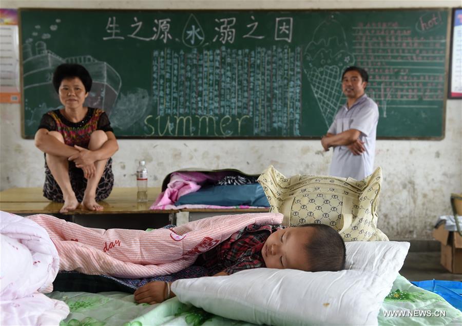 The middle school became a temporary shelter for local people affected by the flood that hit the township recently.