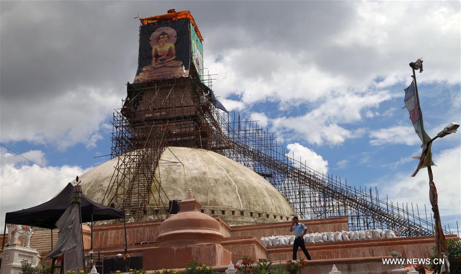 NEPAL-KATHMANDU-BOUDHANATH STUPA-RECONSTRUCTION