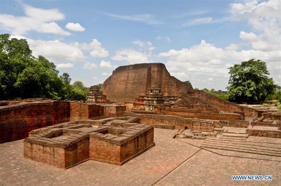 File photo provided by the UNESCO official website shows a view of Archaeological Site of Nalanda Mahavihara of India.