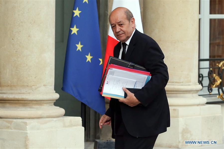 French Defense Minister Jean-Yves Le Drian arrives at the Elysee palace for a defense council with French President Francois Hollande, in Paris, France, on July 27, 2016.