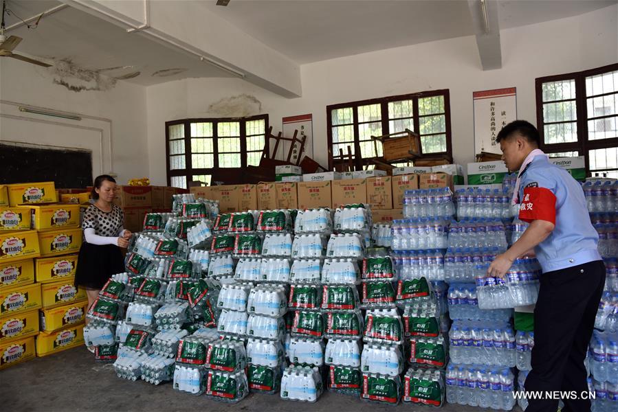 According to statistics of local flood control command center, more than 10,000 people were relocated to 35 temporary shelters in Tianmen