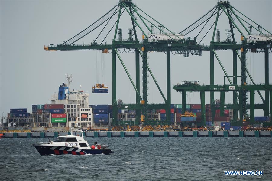 Photo taken on Aug. 11, 2016 shows Singapore's Pasir Panjang container port.
