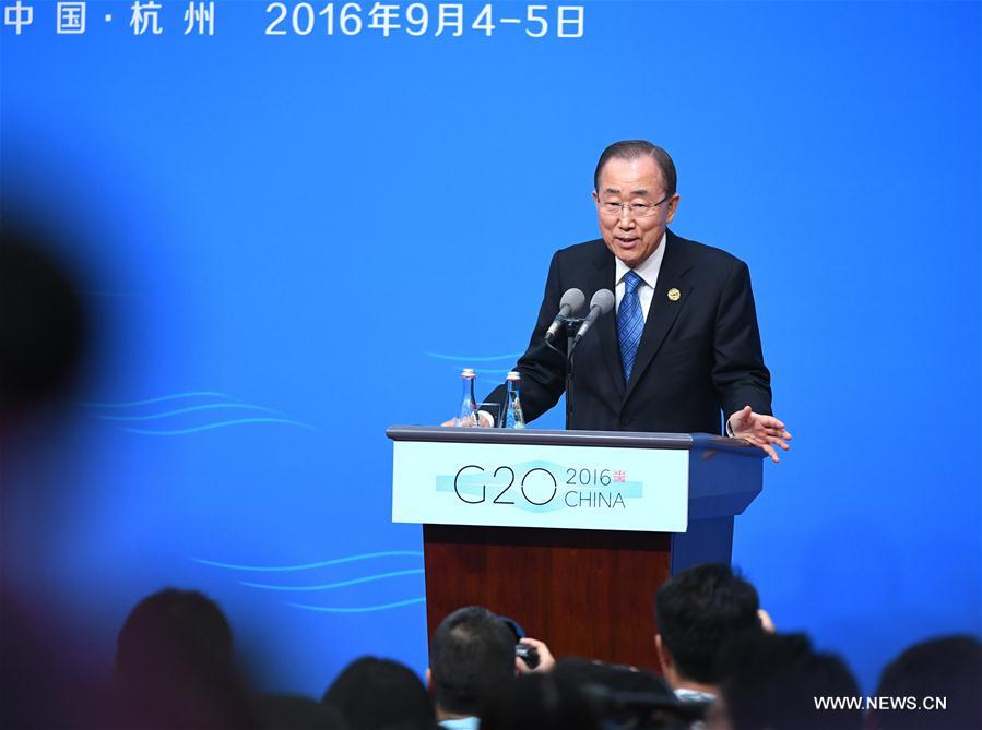 (G20 SUMMIT)CHINA-HANGZHOU-G20-UN-BAN KI-MOON-PRESS CONFERENCE (CN)