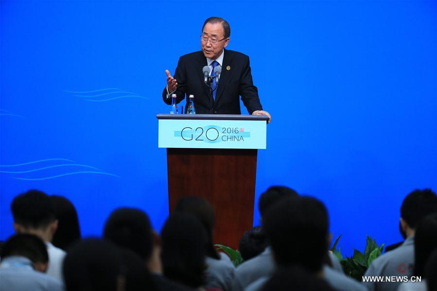 (G20 SUMMIT)CHINA-HANGZHOU-G20-UN-BAN KI-MOON-PRESS CONFERENCE (CN)