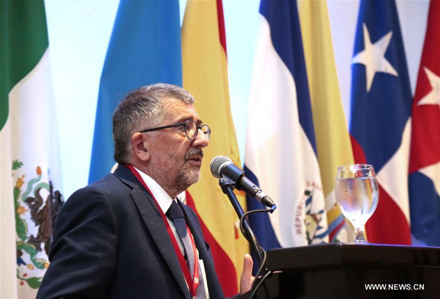 Mario Cimoli, director of the Division of Production, Productivity and Management of the United Nations Economic Commission for Latin America and the Caribbean (ECLAC), addresses the opening of the second session of the ECLAC Conference on Science, Innovation and Information and Communication Technologies in San Jose, Costa Rica, Sept. 12, 2016. 