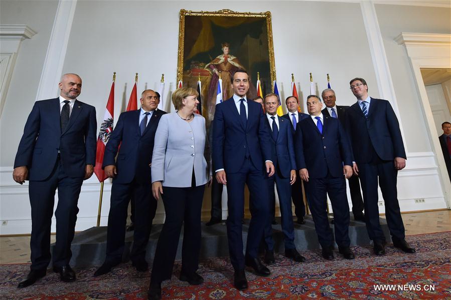 European leaders attend the Vienna summit on 'Migration along the Balkan route' in Vienna, Austria, Sept. 24, 2016. 