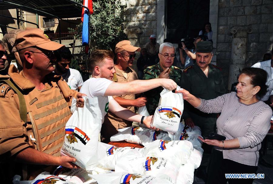 SYRIA-DAMASCUS-RUSSIAN AID-DISTRIBUTION