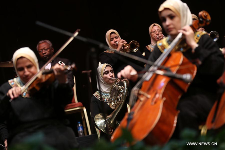 The Al-Nour Wal Amal(Light and Hope) Chamber Orchestra, consisting of some 40 visually impaired and completely blind female musicians, played at Egypt's most elite house of music on Friday.