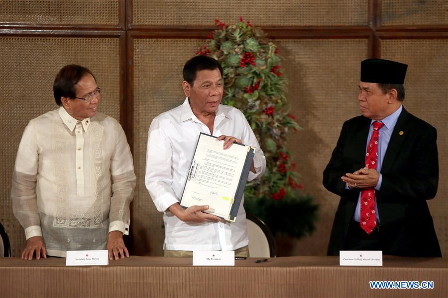 PHILIPPINES-MANILA-PRESIDENT-EXECUTIVE ORDER-BANGSAMORO TRANSITION COMMISSION