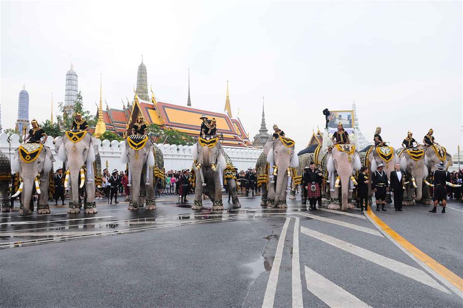 THAILAND-BANGKOK-LATE KING-ALBINO ELEPHANT-PARADE-MOURNING