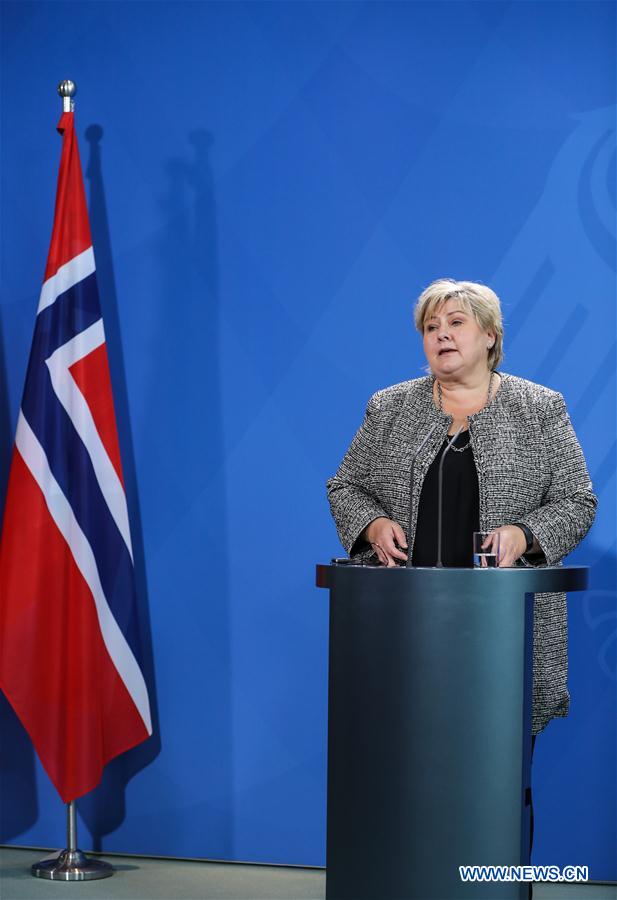 GERMANY-BERLIN-NORWAY-PM-PRESS CONFERENCE