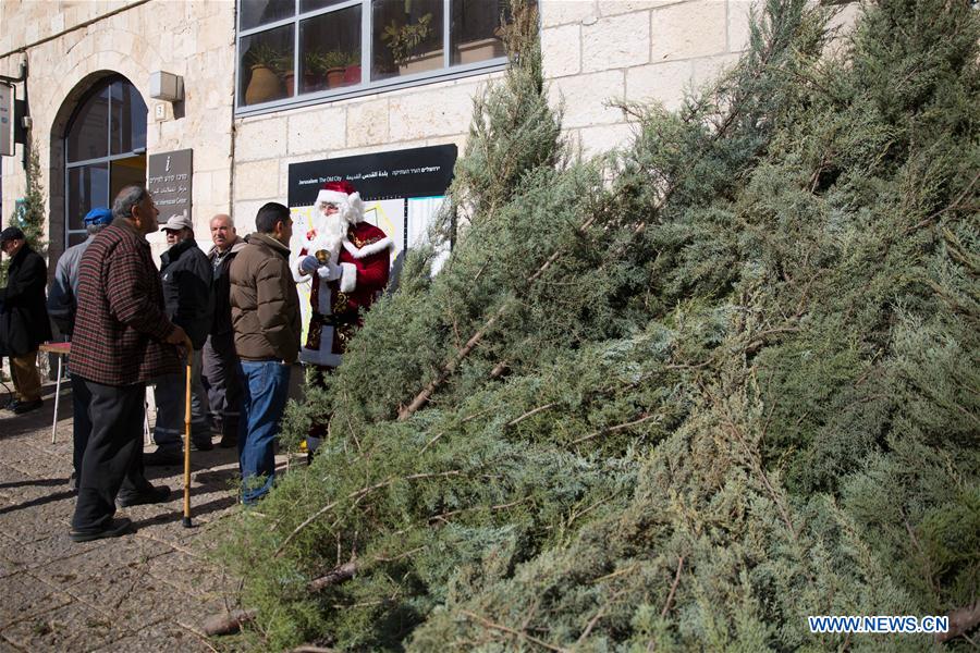 MIDEAST-JERUSALEM-CHRISTMAS TREE-DISTRIBUTION