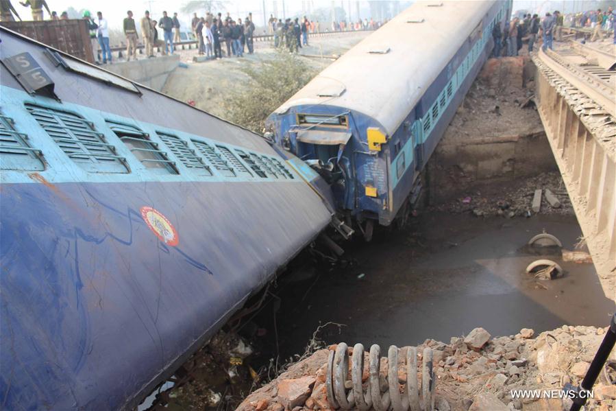 At least two people were killed and more than 40 others injured when an express train derailed near the town of Kanpur in the northern Indian state of Uttar Pradesh Wednesday morning, a senior railway official said