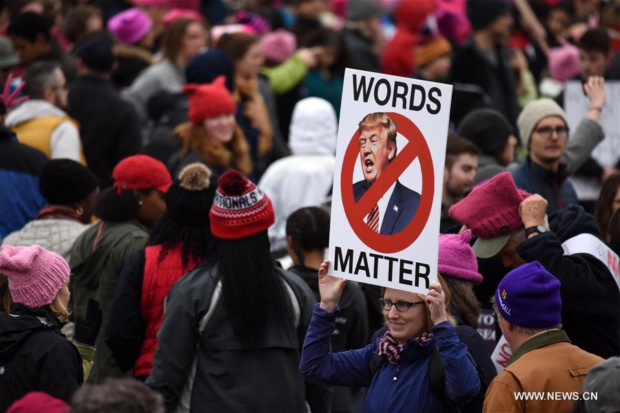 About half a million people showed up for Women's March in the country's capital on Saturday to challenge the new U.S. president