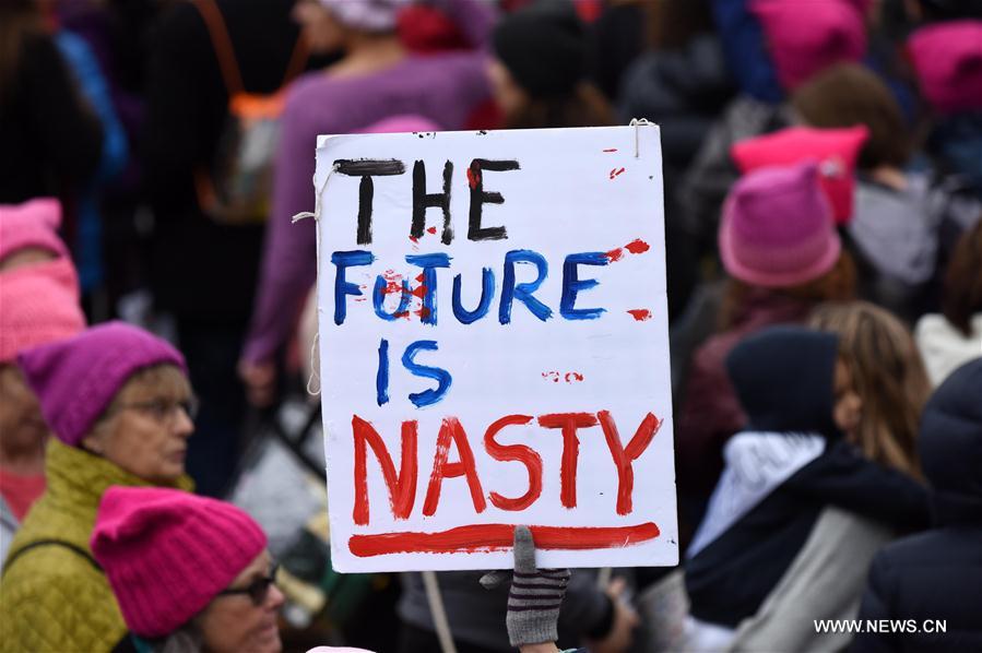 About half a million people showed up for Women's March in the country's capital on Saturday to challenge the new U.S. president