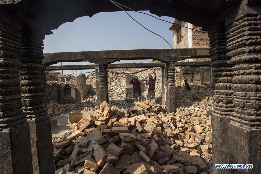 NEPAL-KATHMANDU-RECONSTRUCTION-SWOYMBHUNATH STUPA