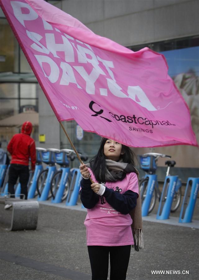 CANADA-VANCOUVER-"PINK SHIRT DAY"-RALLY