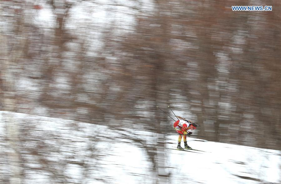 China's Kao Pengyu competes during the men's 10km sprint of Biathlon at the 2017 Sapporo Asian Winter Games in Sapporo, Japan, Feb. 23, 2017. 