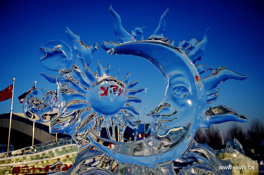 Ice sculptures began to melt as temperature rose recently.