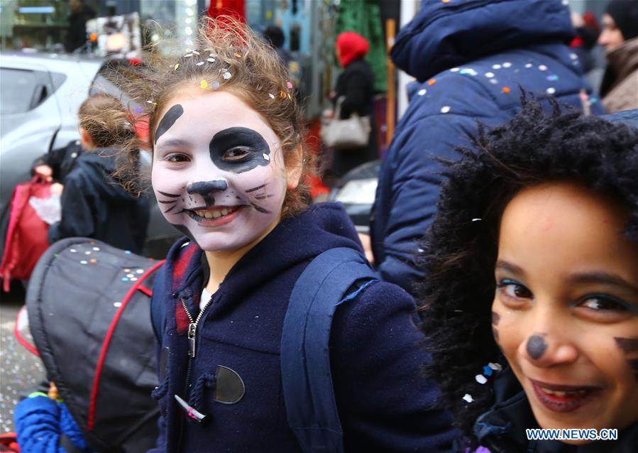 Children take part in a carnival for children in Brussels, capital of Belgium, Feb. 28, 2017.