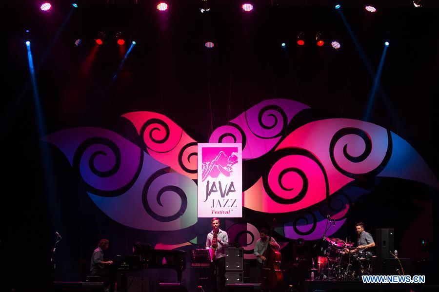 Band Michal Martyniuk Quartet perform during the Jakarta International BNI Java Jazz Festival 2017 in Jakarta, Indonesia, March 3, 2017. The Jakarta International BNI Java Jazz Festival is held from March 3 to 5. (Xinhua/Du Yu) 