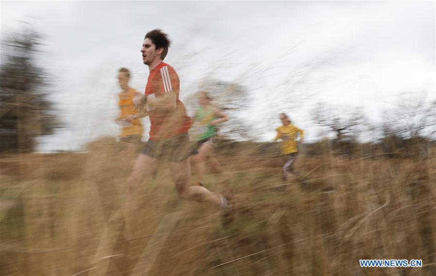 Competitors from a running club participate in a running race in southwest London's Richmond Park, Britain on March 4, 2017.