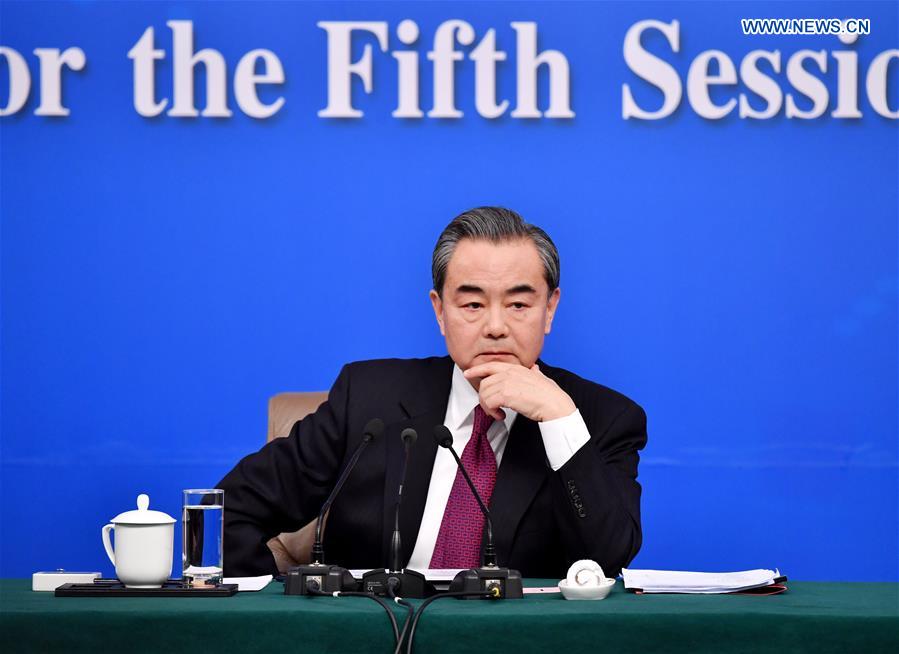 Chinese Foreign Minister Wang Yi takes questions on China's foreign policy and foreign relations at a press conference for the fifth session of the 12th National People's Congress in Beijing, capital of China, March 8, 2017. 