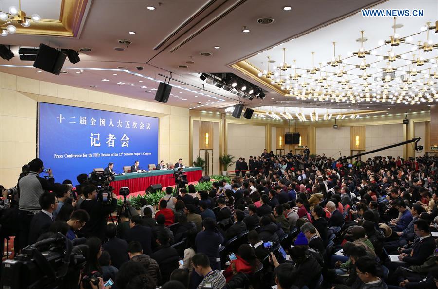 Chinese Foreign Minister Wang Yi takes questions on China's foreign policy and foreign relations at a press conference for the fifth session of the 12th National People's Congress in Beijing, capital of China, March 8, 2017.